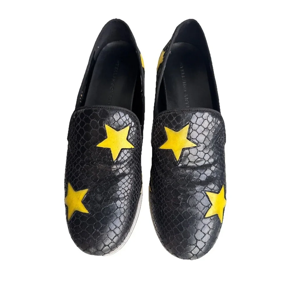 Stella McCartney Python Embossed Faux Leather Binx Star Platform Sneakers 10.5